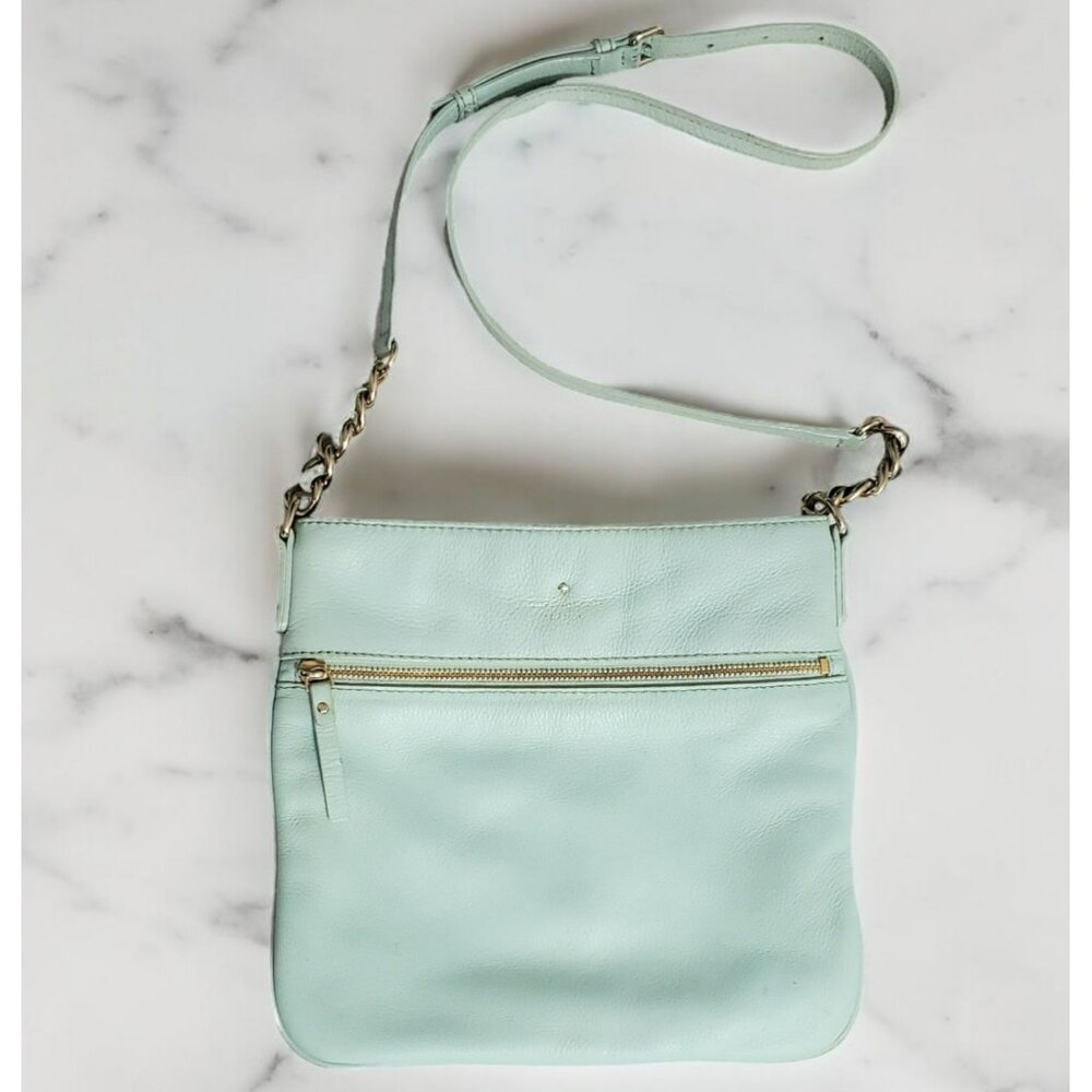 Kate Spade Crossbody Bag Chain Strap Pebbled Leather Mint Green Melisse Purse